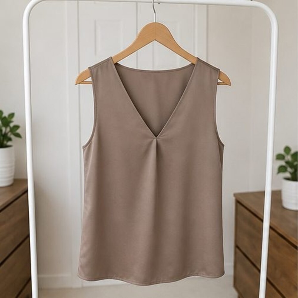 Cream V Neck Top